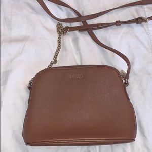 FURLA brown leather crossbody gold accent